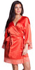 Women's Matte Satin Short Wrap Lace Robe #3094