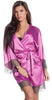 Women's Matte Satin Short Wrap Lace Robe #3094