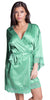 Women's Matte Satin Short Wrap Lace Robe #3094