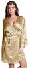 Women's Matte Satin Short Wrap Lace Robe #3094