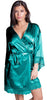 Women's Matte Satin Short Wrap Lace Robe #3094