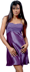 Women's Silky Chemise with Lace #4028
