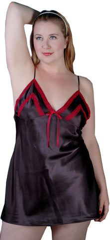 Women's Plus Size Silky Chemise with Lace #4031x (1x-3x)