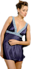 Women's Silky Chemise with Lace #4041