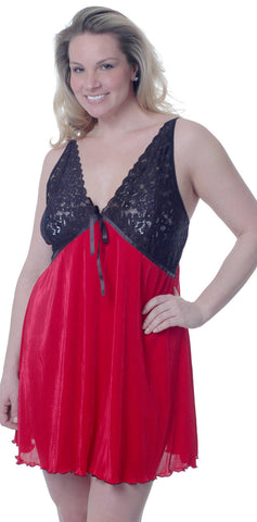 Women's Plus Size Crystal Pleat Chemise with Lace #4066X (1x/2x-7x/8x)