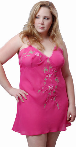 Women's Plus Size Georgette Chemise with Embroideries #4069 (1x-3x)