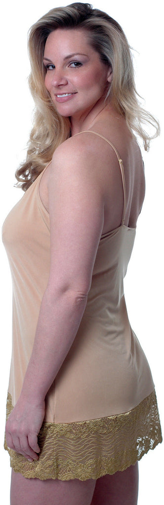 Plus Size Women's Silky Lace-Trimmed Camisole by Comfort Choice in Nude  (Size 4X) Full Slip