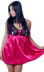 Women's Printed Silky Chemise with Lace #4076