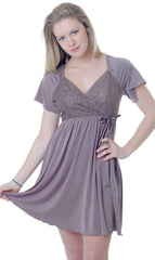 Women's Microfibre Chemise with Lace #4082