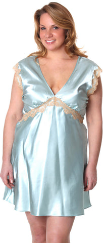 Women's Plus Size Silky Chemise with Lace #4088X (1x-6x)