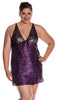 Women's Silky Printed Satin Chemise with Lace #4119/X/XX