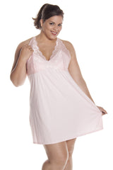 Women's Plus Size Supersoft Jersey and Lace Built Up Chemise #4120X