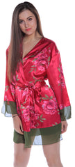 Women's Printed Charmeuse Short Robe #489c