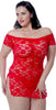 Women's Plus Size Stretch Lace Babydoll/Mini Dress with thong #5095x (1x-3x)