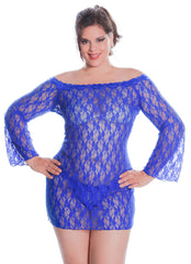 Women's Plus Size Stretch Lace Babydoll/Mini Dress with Thong #5181x (1x-6x)