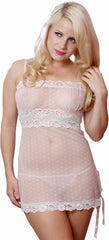 Women's Dotted Mesh Babydoll with G-String #5182