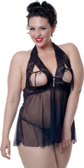 Women's Plus Size Mesh Babydoll with G-String #5196x