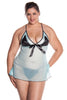 Women's Plus Size Heart Mesh Babydoll with G-String #5228x (1x-3x)