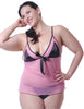 Women's Plus Size Heart Mesh Babydoll with G-String #5228x (1x-3x)