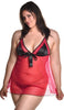 Women's Plus Size Heart Mesh Babydoll with G-String #5228x (1x-3x)