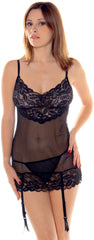 Women's Dotted Mesh Babydoll with G-String #5256
