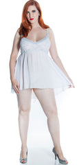 Women's Plus Size Bridal Chiffon Baby Doll With G-String Set #5282X