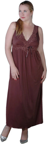 Women's Slinky Knit Nightgown With Lace #6049