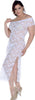 Women's Super Plus Size Off Shoulder Stretch Lace Nightgown With G-String #6057XX