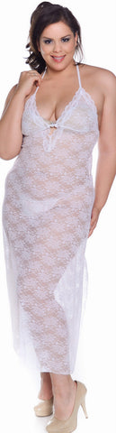 Women's Plus Size Jacquard Mesh Nightgown With G-String #6079X