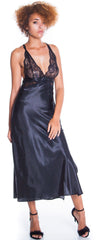 Women's Silky Nightgown With Stretch Lace #6089