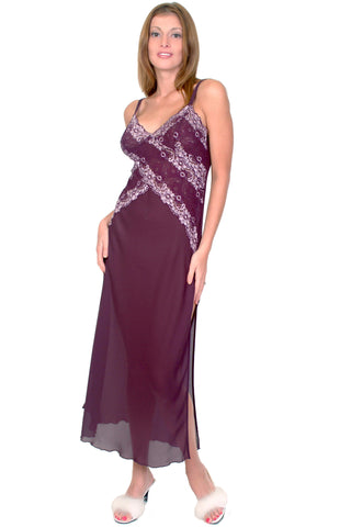 Women's GeorgetteNightgown With Lace #691F
