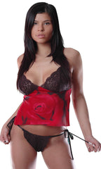 Women's Printed Georgette Camisole G-string Set #7010