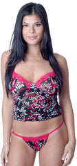 Women's Printed Mesh Camisole Thong Set #7074