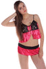 Women's Printed Charmeuse Camisole Skirted Thong Set #7080