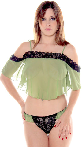 Women's Chiffon Camisole Thong Set #7081