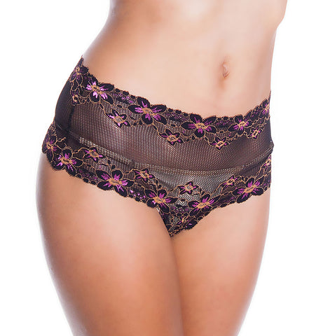 Women's Plus Size Stretch lace cheeky thong panty #8214/X/XX