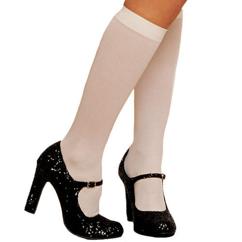 Shirley of Hollywood Opaque Knee High Stockings 90047, White, OS