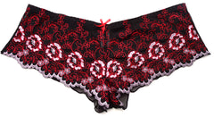 Biatta Juniors Embroidery Hot Short Panty RB10506, Black/Red, L