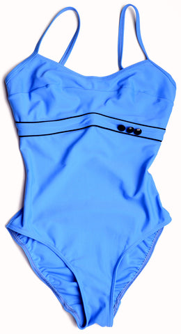 Janine Robin (Laura Beach) Underwire One piece Swimsuit 991364, Blue, 8CD