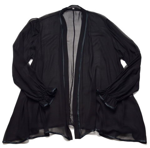 Women's Silk Chiffon Short Jacket #SM104, Black, One Size